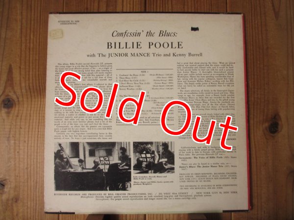 画像2: ケニーバレル参加作！■Billie Poole With The Junior Mance Trio And Kenny Burrell / Confessin' The Blues (2)