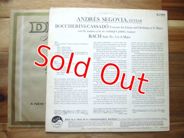 画像2: Andres Segovia / Concerto For Guitar And Orchestra In E Major / Bach Suite No.3 (2)