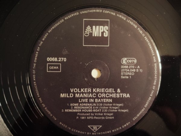 画像3: Volker Kriegel & Mild Maniac Orchestra ‎/ Live In Bayern (3)