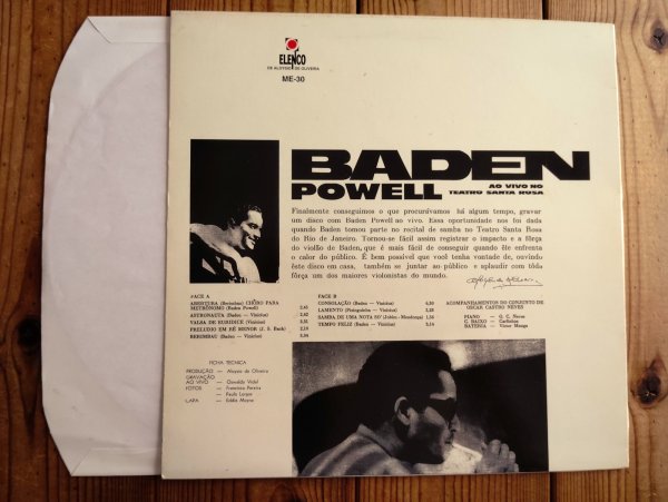 画像2: Baden Powell / Ao vivo no Teatro Santa Rosa (2)